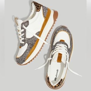 New in Box! Madewell Kickoff Trainer Sneakers Leather Spot Mix Calf Hair 6.5 W